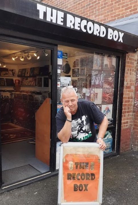 Phil Nightingale outside The Record Box, George Yard, Andover.